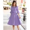 imageHomRain Womens Church Dresses for 2025 Wedding Guest Cocktail Tea Party Bell Sleeve Vintage Evening Graduation DressLavender