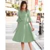 imageHomRain Womens Church Dresses for 2025 Wedding Guest Cocktail Tea Party Bell Sleeve Vintage Evening Graduation DressLightgreen