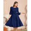 imageHomRain Womens Church Dresses for 2025 Wedding Guest Cocktail Tea Party Bell Sleeve Vintage Evening Graduation DressNavy