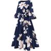 imageHomRain Womens Church Dresses for 2025 Wedding Guest Cocktail Tea Party Bell Sleeve Vintage Evening Graduation DressNavy Blue Flower