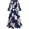 imageHomRain Womens Church Dresses for 2025 Wedding Guest Cocktail Tea Party Bell Sleeve Vintage Evening Graduation DressNavy Blue Flower