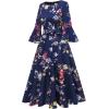 imageHomRain Womens Church Dresses for 2025 Wedding Guest Cocktail Tea Party Bell Sleeve Vintage Evening Graduation DressNavy Flower