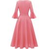 imageHomRain Womens Church Dresses for 2025 Wedding Guest Cocktail Tea Party Bell Sleeve Vintage Evening Graduation DressPeach