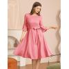 imageHomRain Womens Church Dresses for 2025 Wedding Guest Cocktail Tea Party Bell Sleeve Vintage Evening Graduation DressPeach