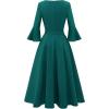 imageHomRain Womens Church Dresses for 2025 Wedding Guest Cocktail Tea Party Bell Sleeve Vintage Evening Graduation DressPeacock