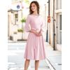 imageHomRain Womens Church Dresses for 2025 Wedding Guest Cocktail Tea Party Bell Sleeve Vintage Evening Graduation DressPink