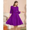 imageHomRain Womens Church Dresses for 2025 Wedding Guest Cocktail Tea Party Bell Sleeve Vintage Evening Graduation DressPurple