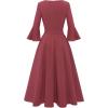 imageHomRain Womens Church Dresses for 2025 Wedding Guest Cocktail Tea Party Bell Sleeve Vintage Evening Graduation DressRaspberry
