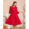 imageHomRain Womens Church Dresses for 2025 Wedding Guest Cocktail Tea Party Bell Sleeve Vintage Evening Graduation DressRed