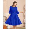 imageHomRain Womens Church Dresses for 2025 Wedding Guest Cocktail Tea Party Bell Sleeve Vintage Evening Graduation DressRoyalblue