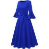 imageHomRain Womens Church Dresses for 2025 Wedding Guest Cocktail Tea Party Bell Sleeve Vintage Evening Graduation DressRoyalblue