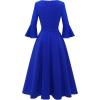 imageHomRain Womens Church Dresses for 2025 Wedding Guest Cocktail Tea Party Bell Sleeve Vintage Evening Graduation DressRoyalblue