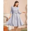 imageHomRain Womens Church Dresses for 2025 Wedding Guest Cocktail Tea Party Bell Sleeve Vintage Evening Graduation DressSilver Grey