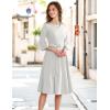 imageHomRain Womens Church Dresses for 2025 Wedding Guest Cocktail Tea Party Bell Sleeve Vintage Evening Graduation DressWhite