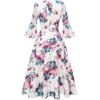 imageHomRain Womens Church Dresses for 2025 Wedding Guest Cocktail Tea Party Bell Sleeve Vintage Evening Graduation DressWhite Flower
