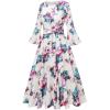 imageHomRain Womens Church Dresses for 2025 Wedding Guest Cocktail Tea Party Bell Sleeve Vintage Evening Graduation DressWhite Flower