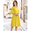 imageHomRain Womens Church Dresses for 2025 Wedding Guest Cocktail Tea Party Bell Sleeve Vintage Evening Graduation DressYellow