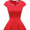 imageHomrain Womens 1950s Retro Vintage ALine Cap Sleeve Cocktail Swing Party DressRed White Small Dot