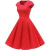 imageHomrain Womens 1950s Retro Vintage ALine Cap Sleeve Cocktail Swing Party DressRed White Small Dot