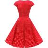 imageHomrain Womens 1950s Retro Vintage ALine Cap Sleeve Cocktail Swing Party DressRed White Small Dot