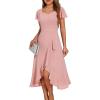 imageHomRain V Neck Formal Wedding Guest Bridesmaid Dresses for Women 2025 Ruffle Sleeves for Cocktail Graduation Modest DressBlush