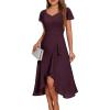 imageHomRain V Neck Formal Wedding Guest Bridesmaid Dresses for Women 2025 Ruffle Sleeves for Cocktail Graduation Modest DressBurgundy