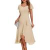 imageHomRain V Neck Formal Wedding Guest Bridesmaid Dresses for Women 2025 Ruffle Sleeves for Cocktail Graduation Modest DressChampagne