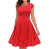 imageHomrain Womens 1950s Retro Vintage ALine Cap Sleeve Cocktail Swing Party DressRed White Small Dot