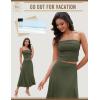 imageHomRain 2 Piece Skirt Sets for Women Summer 2025Beach Vacation Outfits Skirts Tube Top Date Cocktail Wedding DressesArm Green