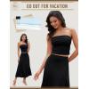 imageHomRain 2 Piece Skirt Sets for Women Summer 2025Beach Vacation Outfits Skirts Tube Top Date Cocktail Wedding DressesBlack