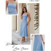 imageHomRain 2 Piece Skirt Sets for Women Summer 2025Beach Vacation Outfits Skirts Tube Top Date Cocktail Wedding DressesBlue