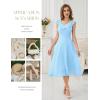 imageHomRain Chiffon Casual Beach Dresses for Women 2025 Summer Sleeveless Cocktail Ruffle Wedding Guest Midi Dress for ChurchBlue