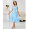 imageHomRain Chiffon Casual Beach Dresses for Women 2025 Summer Sleeveless Cocktail Ruffle Wedding Guest Midi Dress for ChurchBlue