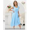 imageHomRain Chiffon Casual Beach Dresses for Women 2025 Summer Sleeveless Cocktail Ruffle Wedding Guest Midi Dress for ChurchBlue