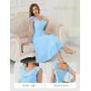imageHomRain Chiffon Casual Beach Dresses for Women 2025 Summer Sleeveless Cocktail Ruffle Wedding Guest Midi Dress for ChurchBlue