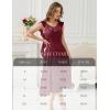 imageHomRain Chiffon Casual Beach Dresses for Women 2025 Summer Sleeveless Cocktail Ruffle Wedding Guest Midi Dress for ChurchBurgundy