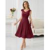 imageHomRain Chiffon Casual Beach Dresses for Women 2025 Summer Sleeveless Cocktail Ruffle Wedding Guest Midi Dress for ChurchBurgundy