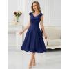 imageHomRain Chiffon Casual Beach Dresses for Women 2025 Summer Sleeveless Cocktail Ruffle Wedding Guest Midi Dress for ChurchNavy