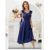 imageHomRain Chiffon Casual Beach Dresses for Women 2025 Summer Sleeveless Cocktail Ruffle Wedding Guest Midi Dress for ChurchNavy