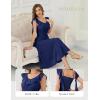 imageHomRain Chiffon Casual Beach Dresses for Women 2025 Summer Sleeveless Cocktail Ruffle Wedding Guest Midi Dress for ChurchNavy