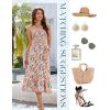 imageHomRain Summer Halter Dresses for Women 2025 Floral Maxi Dress with Sleeveless for Casual Flowy Boho Beach WeddingOrange Blue Flower