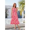 imageHomRain Summer Halter Dresses for Women 2025 Floral Maxi Dress with Sleeveless for Casual Flowy Boho Beach WeddingRed Pink Flower
