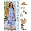 imageHomRain Summer Halter Dresses for Women 2025 Floral Maxi Dress with Sleeveless for Casual Flowy Boho Beach WeddingWhite Blue Flower