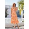 imageHomRain Summer Halter Dresses for Women 2025 Floral Maxi Dress with Sleeveless for Casual Flowy Boho Beach WeddingWhite Orange Flower