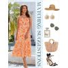 imageHomRain Summer Halter Dresses for Women 2025 Floral Maxi Dress with Sleeveless for Casual Flowy Boho Beach WeddingWhite Orange Flower