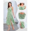 imageHomRain Sun Dresses for Women 2025 Vacation Summer Wedding Floral Boho Maxi Dress Spaghetti Strap A Line Casual BeachGreen White Daisy