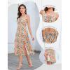 imageHomRain Sun Dresses for Women 2025 Vacation Summer Wedding Floral Boho Maxi Dress Spaghetti Strap A Line Casual BeachOrange Blue Flower