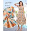 imageHomRain Sun Dresses for Women 2025 Vacation Summer Wedding Floral Boho Maxi Dress Spaghetti Strap A Line Casual BeachOrange Blue Flower