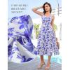 imageHomRain Sun Dresses for Women 2025 Vacation Summer Wedding Floral Boho Maxi Dress Spaghetti Strap A Line Casual BeachWhite Blue Flower