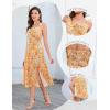 imageHomRain Sun Dresses for Women 2025 Vacation Summer Wedding Floral Boho Maxi Dress Spaghetti Strap A Line Casual BeachWhite Orange Flower